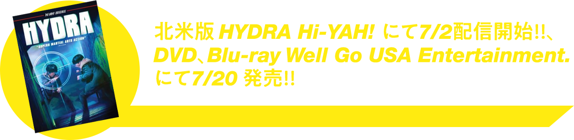 北米版 HYDRA Hi-YAH! にて7/2配信開始!!、DVD、Blu-ray Well Go USA Entertainment.にて7/20 発売!!